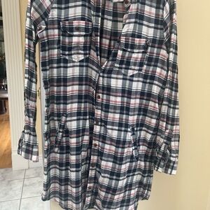 Plaid Button-Up Shirt.